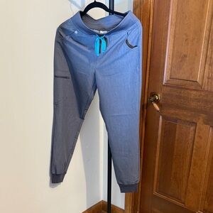 Figs Gray Women's Pants with Blue Accents